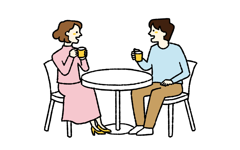 会話をする男女のイラスト